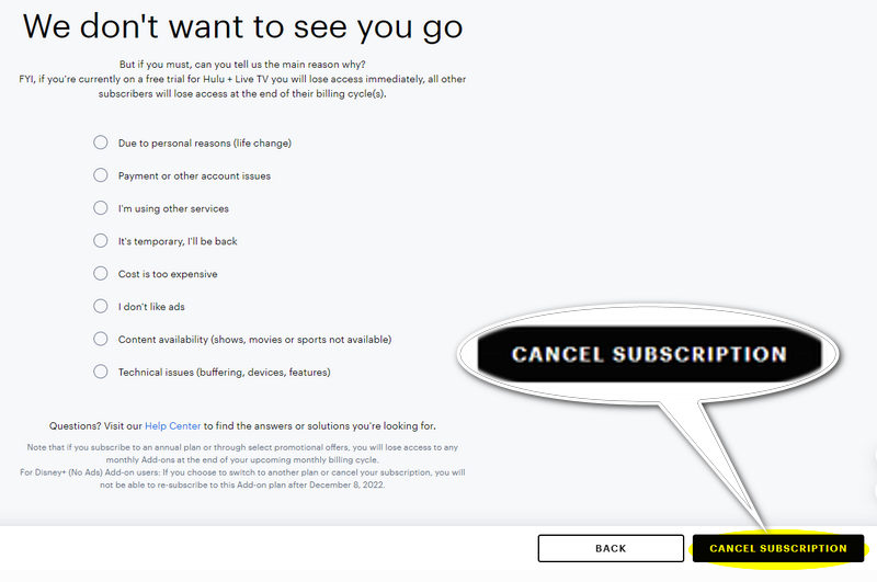 cancel hulu subscription on pc and mac