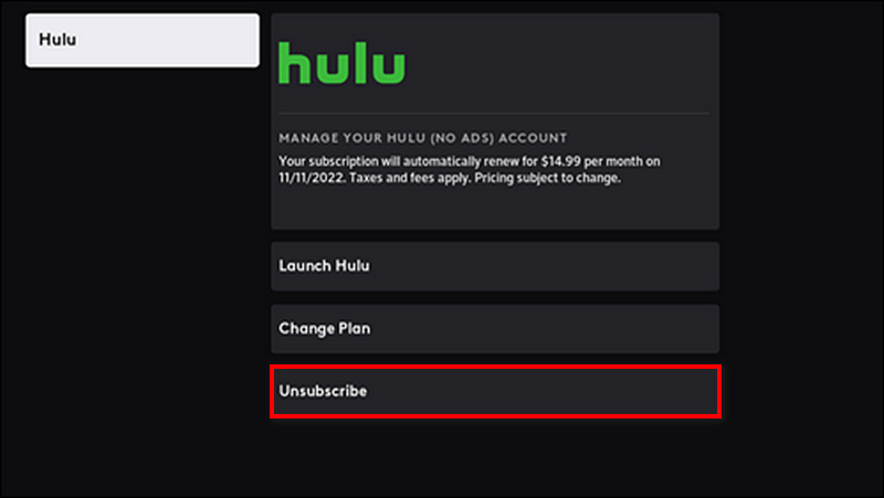 cancel hulu subscription on comcast xfinity