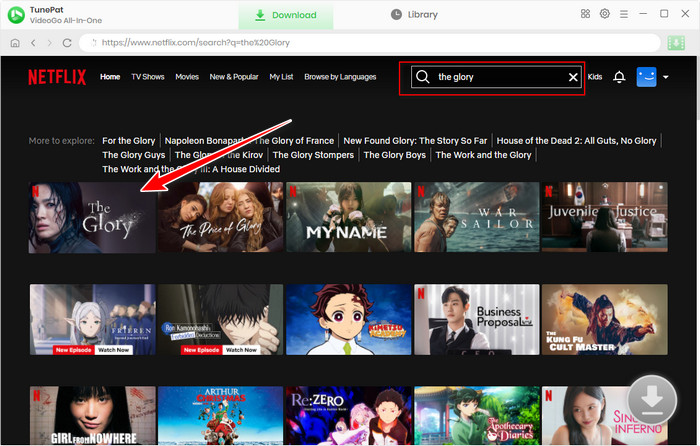 search the glory from netflix